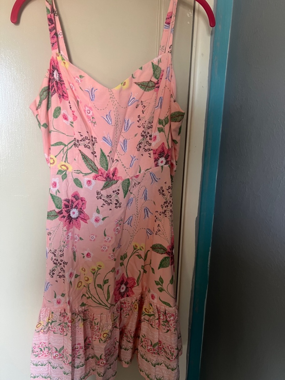 Old Navy Large L Pink Floral Smocked Sundress with Spaghetti Straps